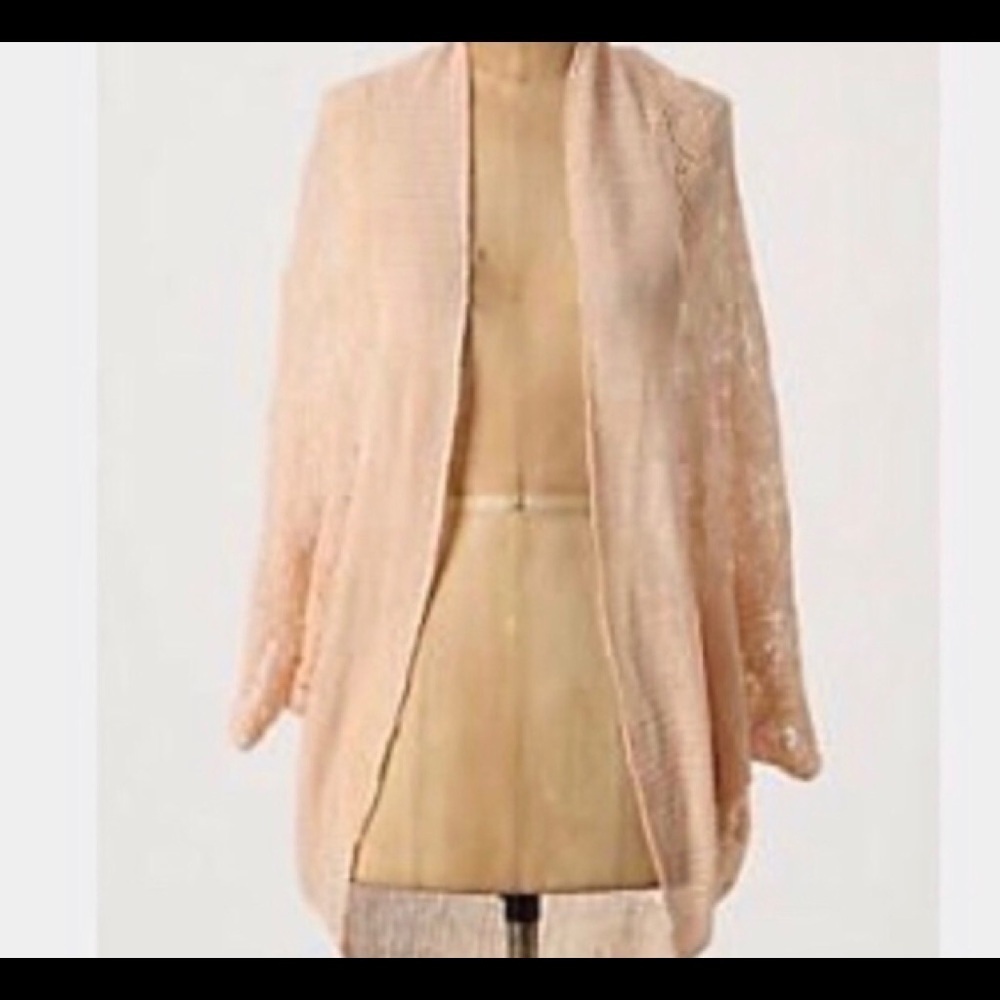 Anthropologie Moth Vanessa Cardi Neutral Pink - Picture 2 of 5